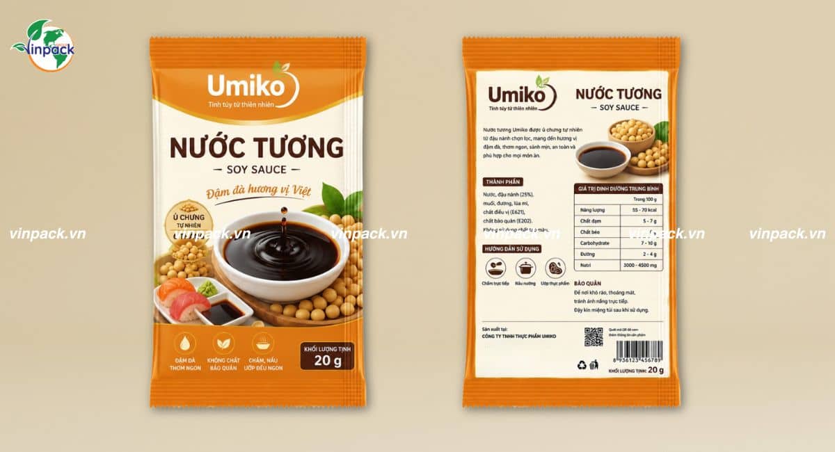 Mẫu bao bì nước chấm đựng nước tương in theo yêu cầu