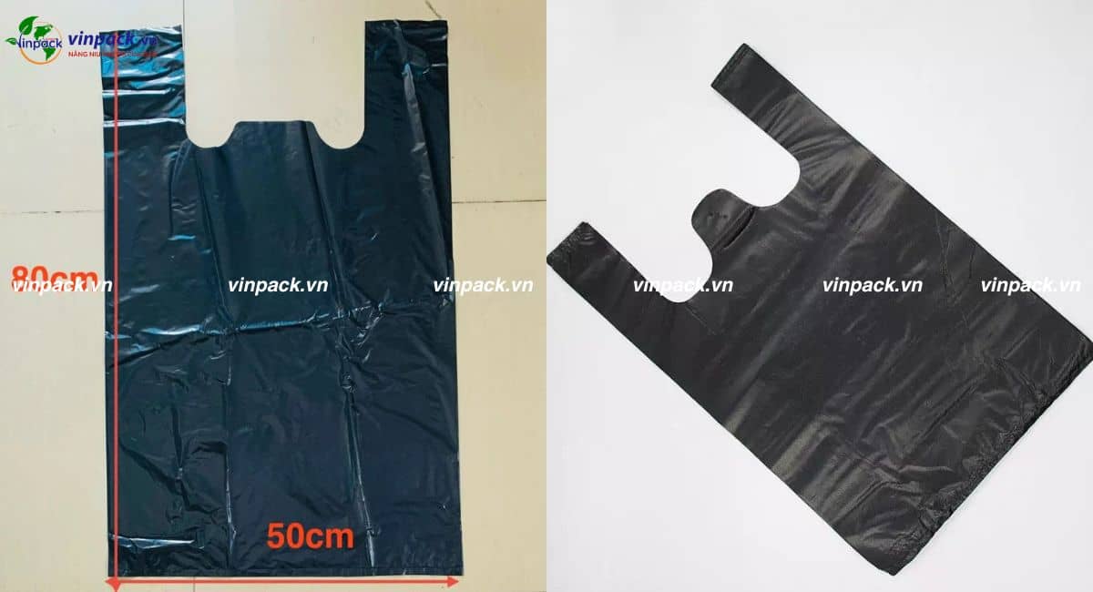 Túi đựng rác có quai màu đen kích thước lớn