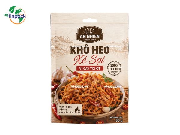 bao-bi-kho-heo-50g Mẫu bao bì khô heo xé sợi 50g túi zipper có đục lỗ treo