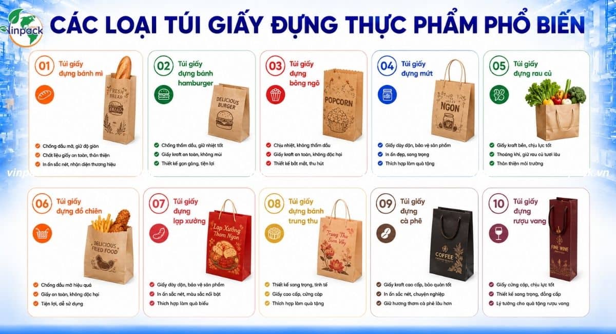 Các loại túi giấy đựng thẩm phổ biến