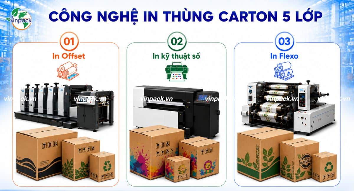 Công nghệ in thùng carton 5 lớp tại VInpack