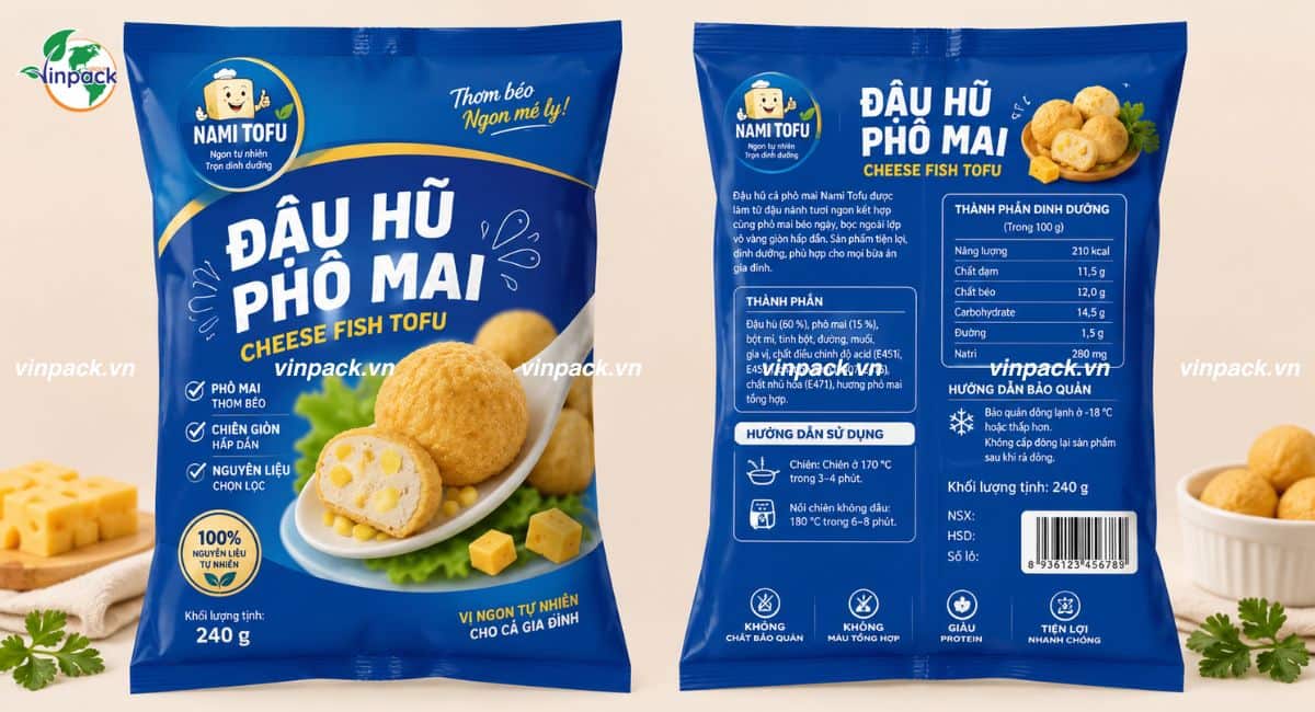 Dịch vụ in bao bì đậu hũ phô mai theo yêu cầu