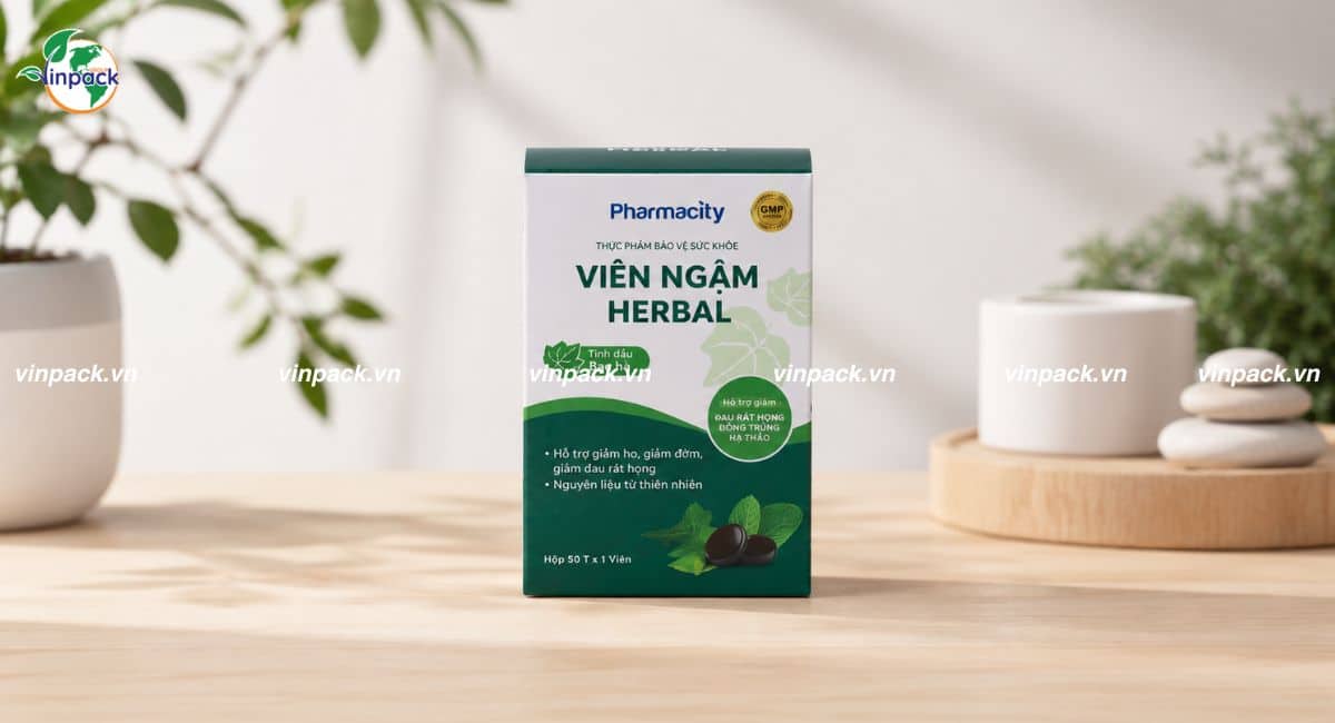 Mẫu hộp giấy đựng dược phẩm in ấn đầy dủ thông tin nhà thuốc