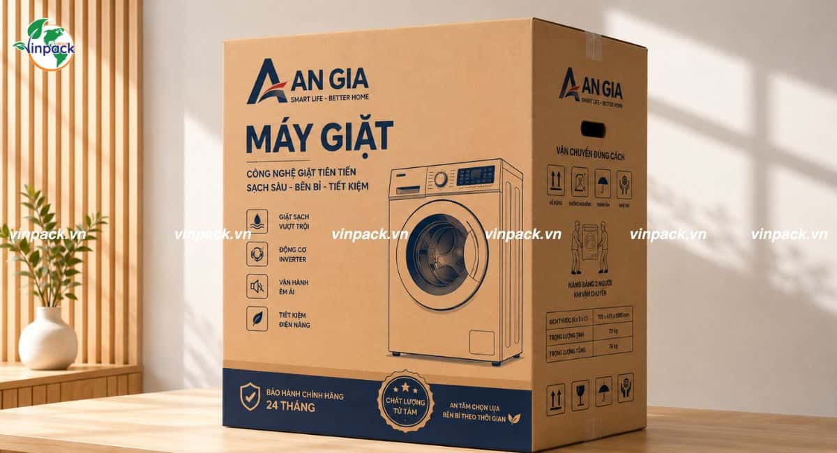 Mẫu thùng caarton 7 lớp đựng máy giặt