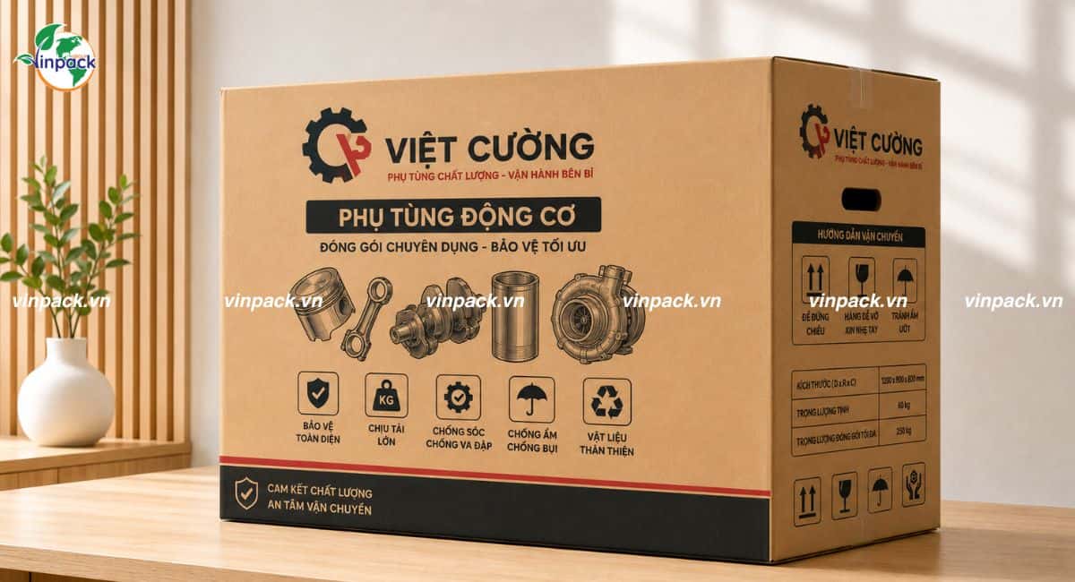 Mẫu thùng carton 7 lớp đựng phự tùng cơ khí nặng