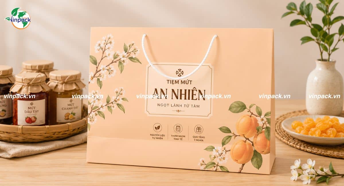 Mẫu túi giấy đựng mứt làm quà tặng