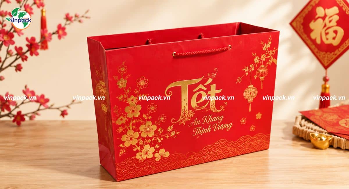 Mẫu túi giấy đựng quà tết trang trọng