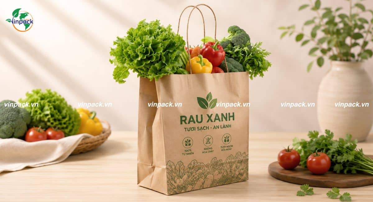 Mẫu túi giấy đựng rau củ cho các siêu thị