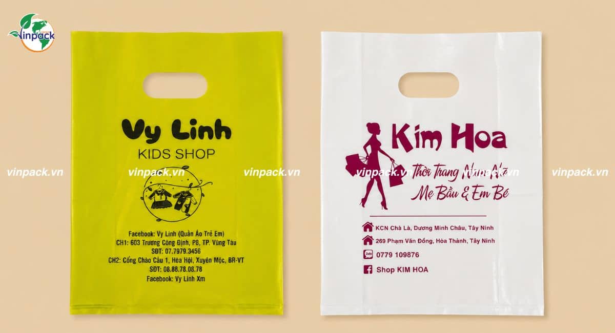 Mẫu túi nilon đục lỗ xoài cửa hàng thời trang