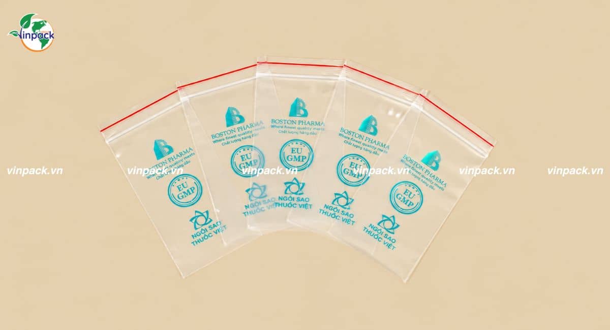 Mẫu túi zipper chỉ đỏ loại túi nhỏ cho nhà thuốc
