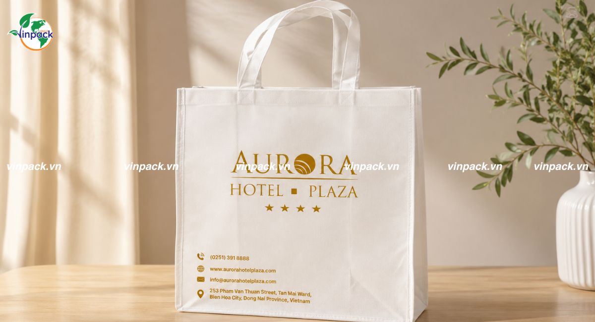 Thành phẩm túi vải không dệt giặt ủi cho Aurora Hotel Plaza