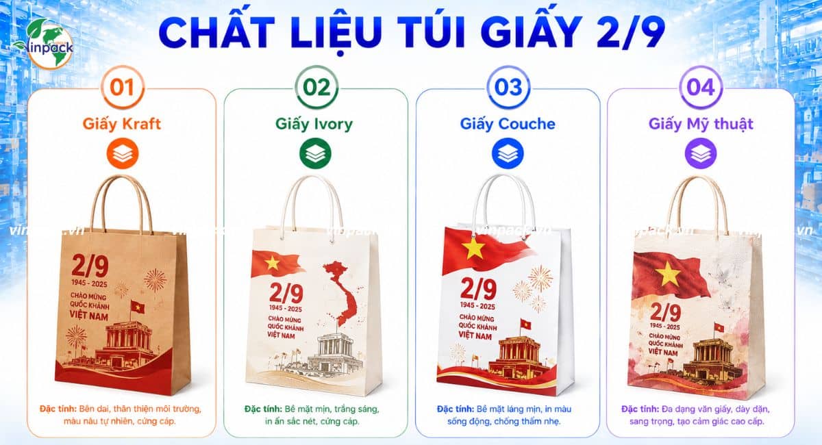 Các chất liệu phù hợp làm túi giấy quà tặng ngày 2/9