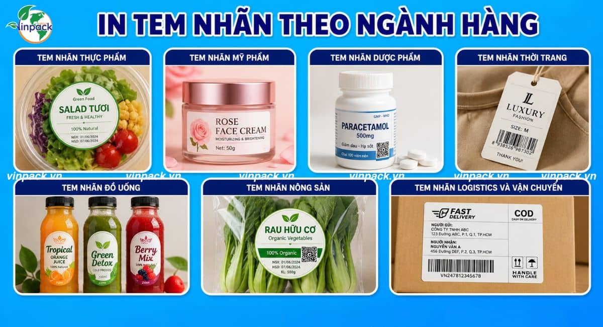In tem nhãn theo từng ngành hàng
