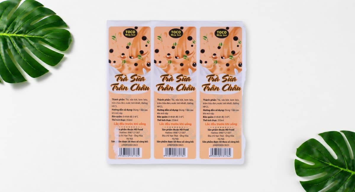 Mẫu tem nhãn trên trà sữa đóng chai