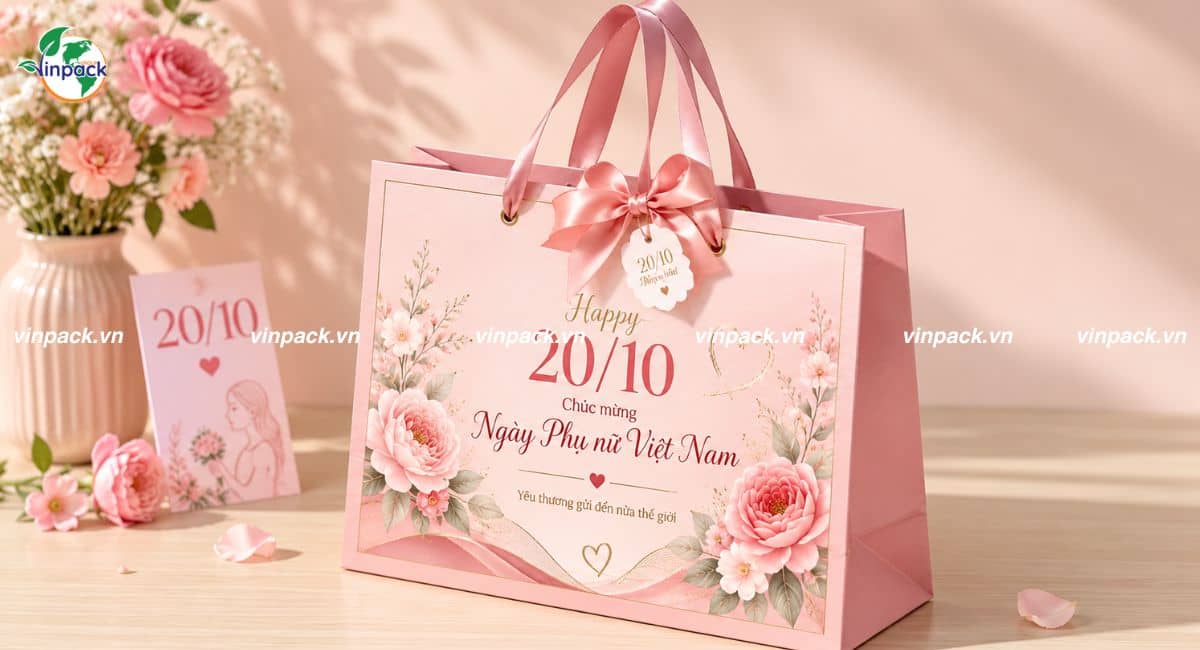 Mẫu túi giấy 20/10 in theo yêu cầu khách hàng
