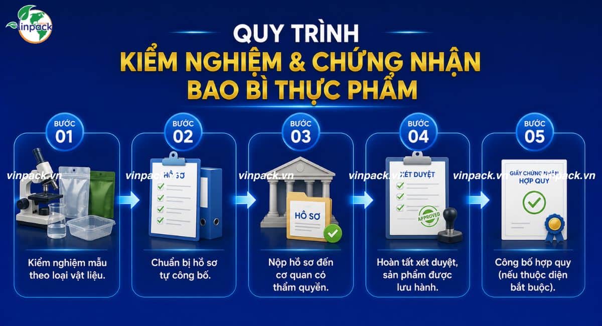 Quy trình kiểm nghiệm và chứng nhận bao bì thực phẩm