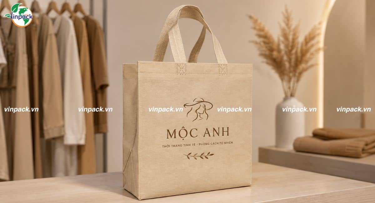 Túi vải không dệt dạng hộp cho cửa hàng quần áo thời trang