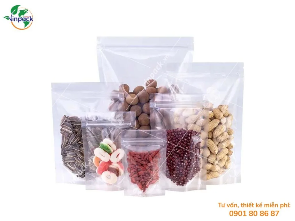 Túi zipper Trong Suốt Đáy Đứng