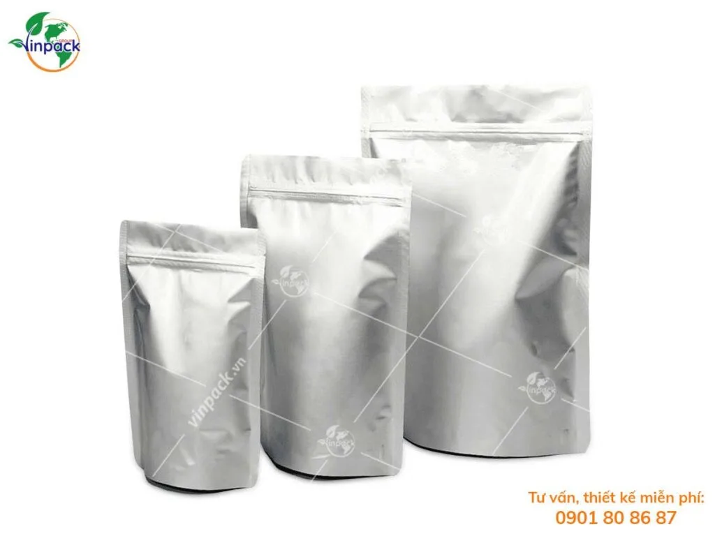 Túi zipper Bạc Đáy Đứng