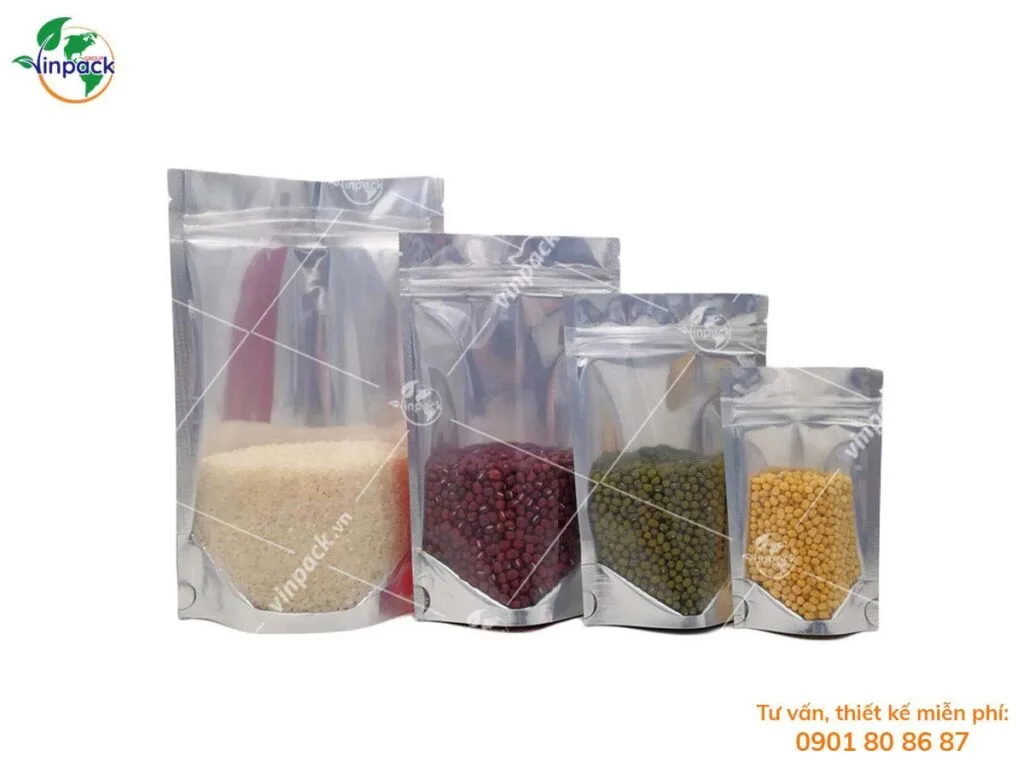 Túi zipper Bạc Đáy Đứng