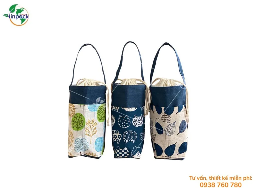 Túi vải bố đựng bình nước