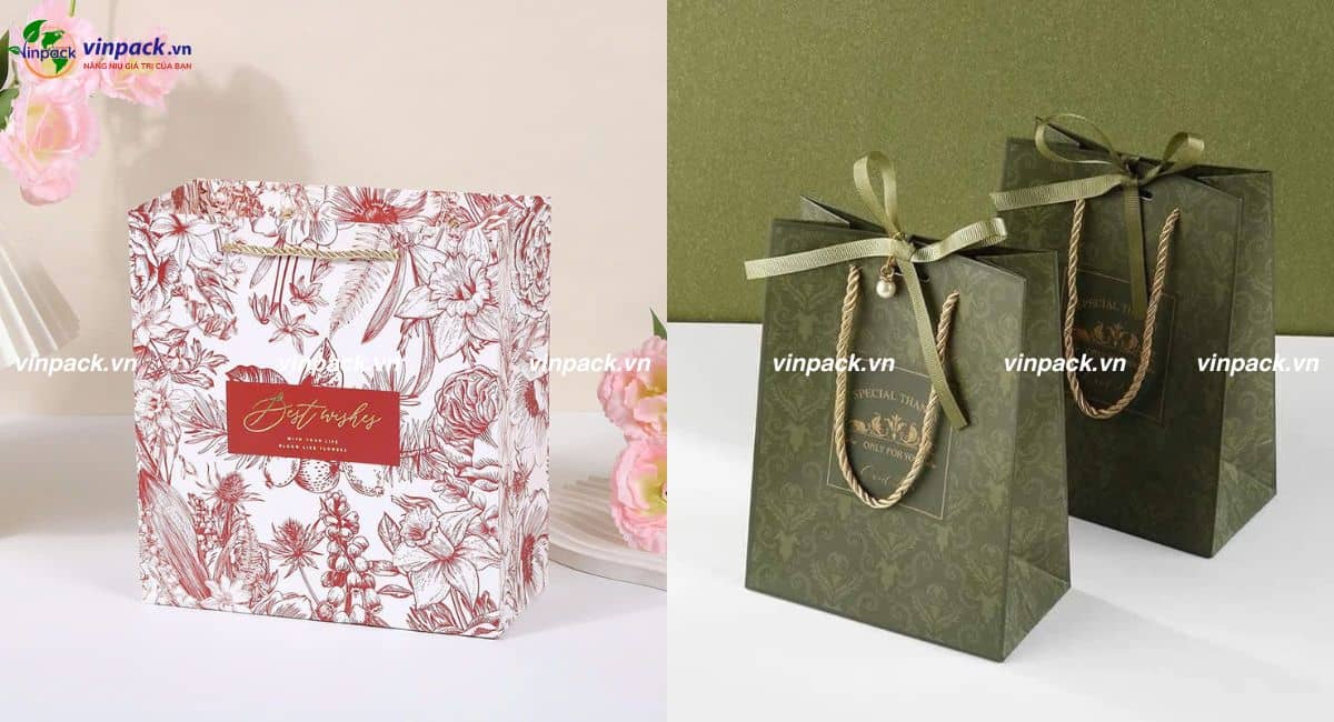 Mẫu túi giấy đơn giản tặng quà mỹ phẩm cho phái nữ