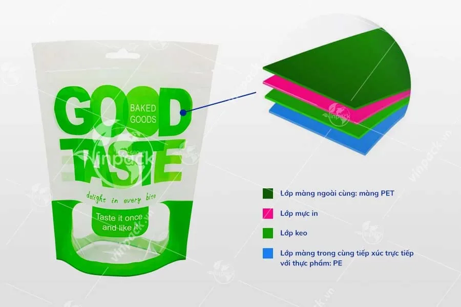 Bao bì bánh quy - cookie cấu trúc 2 lớp PET/PE