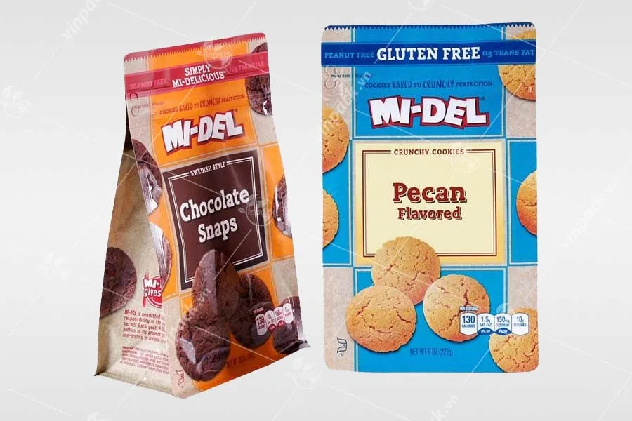 Bao bì bánh quy - bao bì bánh cookie kiểu túi zip đáy bằng 8 cạnh