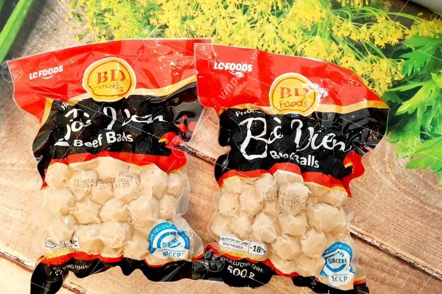 Bao bì bò viên kiểu túi 3 biên hút chân không in trục
