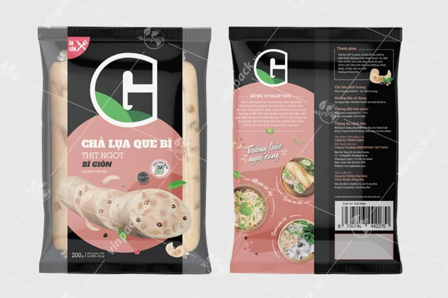 Bao bì chả lụa kiểu túi hàn lưng giữa
