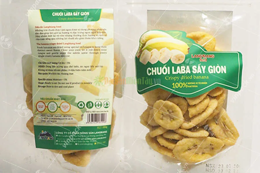 Bao bì chuối sấy dán nhãn