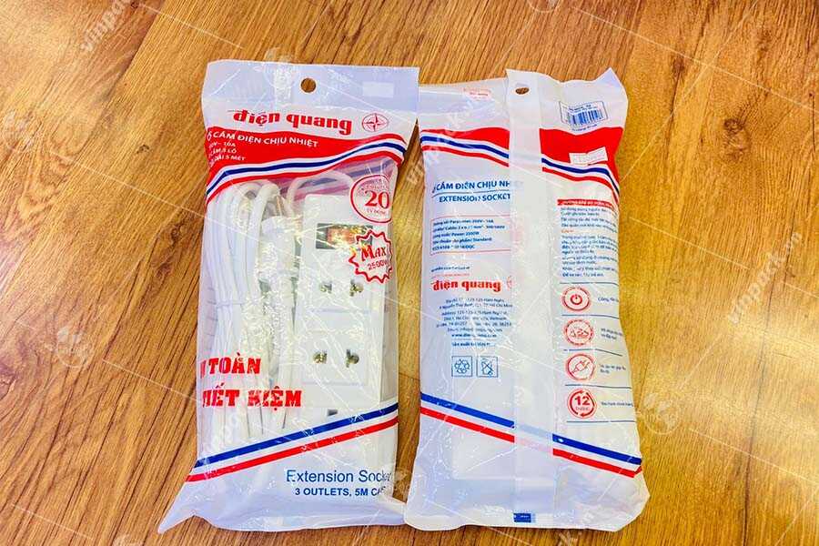 Bao bì đựng ổ cắm điện kiểu túi hàn lưng
