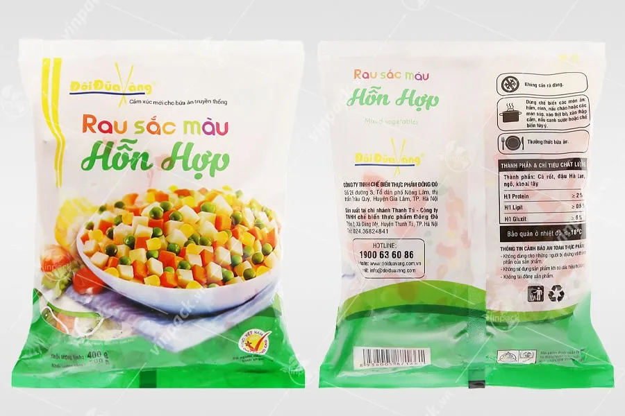 Bao bì đựng rau sạch in nhiều màu theo thiết kế của khách hàng