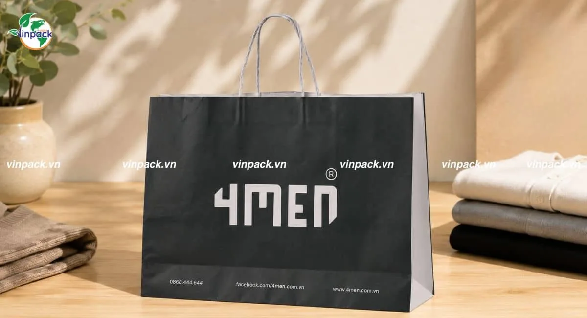 Mẫu túi giấy shopping cho các cửa hàng thời trang in logo thương hiệu theo yêu cầu