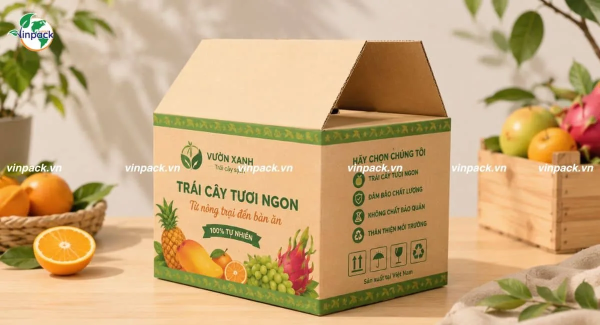 Mẫu thùng đựng carton đựng trái cây
