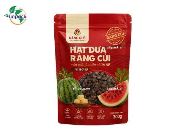 bao-bi-hat-dua-300g Bao bì hạt dưa 300g túi zipper đáy đứng có cửa sổ trong