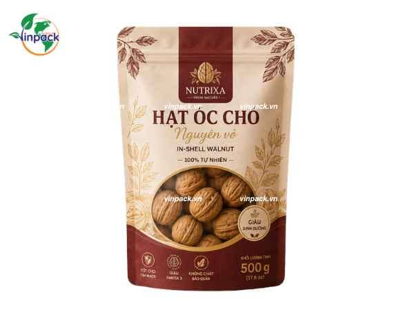 Bao bì hạt óc chó in ống đồng theo yêu cầu đục cửa sổ thấy sản phẩm bên trong