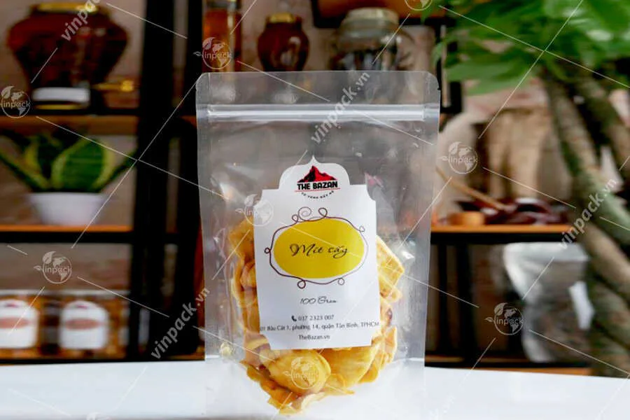 Bao bì mít sấy kiểu túi zip 2 mặt trong suốt