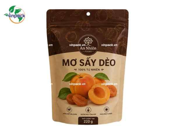 bao-bi-mo-say-220g Bao bì mơ sấy túi zipper đáy đứng 3 lớp ghép dung môi