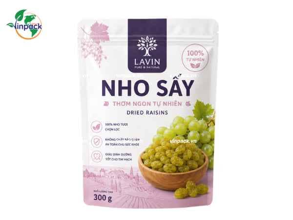 bao-bi-nho-say-300g Bao bì nho sấy 300g in 5 màu tăng nhận diện thương hiệu
