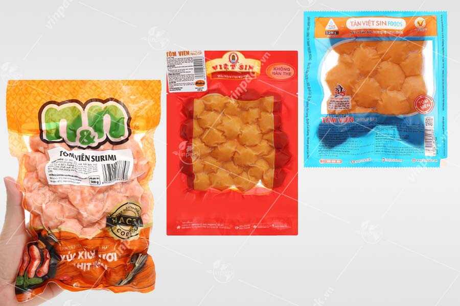 Bao bì tôm viên chất liệu màng ghép phức hợp in trục đồng