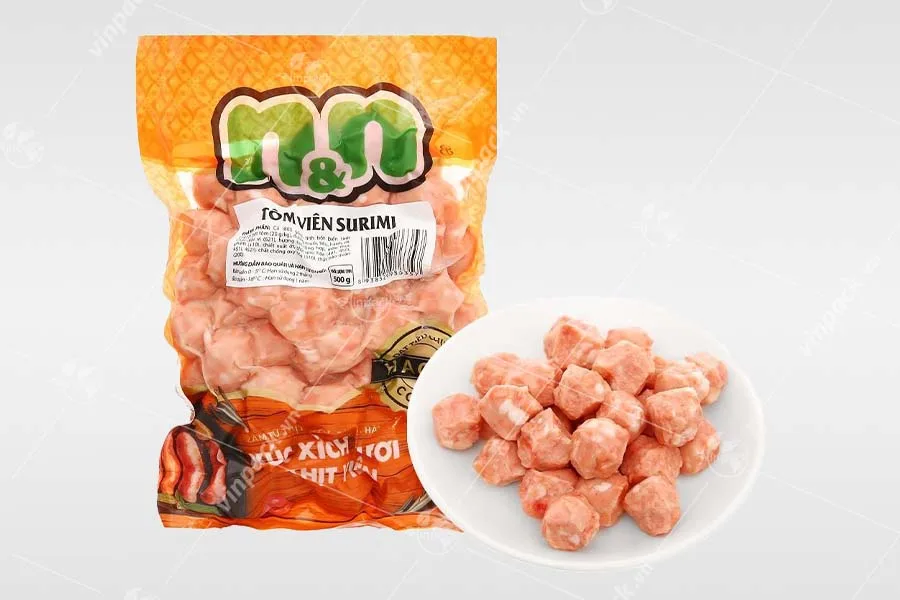 Bao bì tôm viên kiểu túi 3 biên in trục đồng