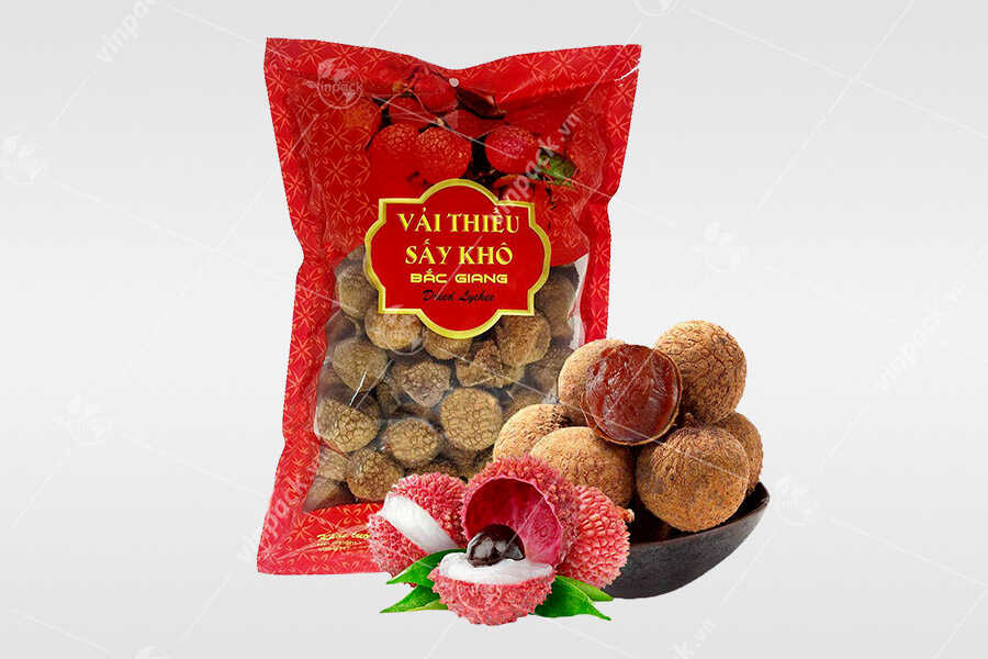 Bao bì vải sấy kiểu túi màng ghép in trục đồng nhìn thấy sản phẩm bên trong
