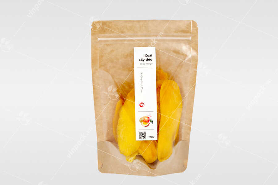Bao bì xoài sấy kiểu túi zip 1 mặt trong – 1 mặt giấy đáy đứng Bao bì xoài sấy kiểu túi zip 1 mặt trong – 1 mặt giấy đáy đứng