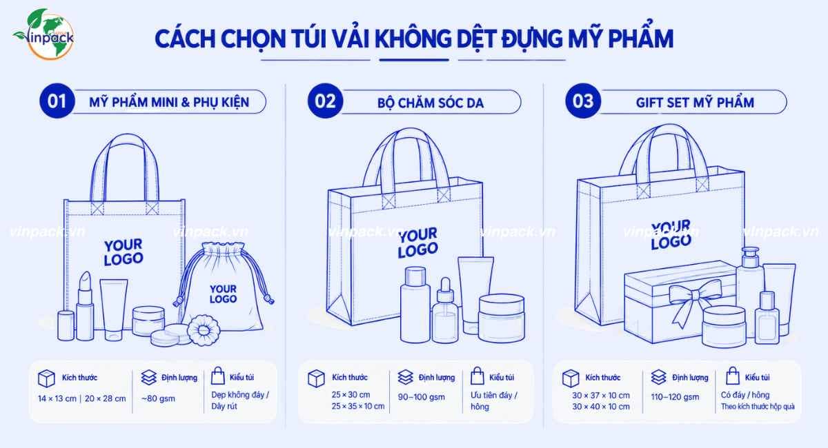 Cách chọn túi vải không dệt đựng mỹ phẩm