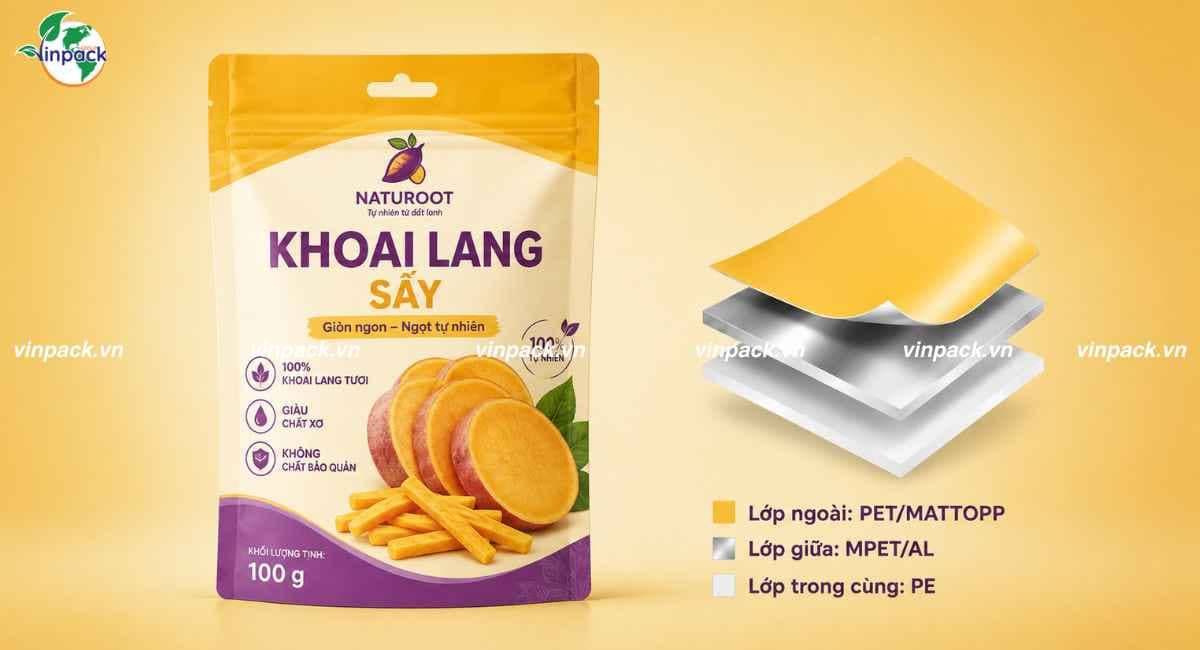 Cấu trúc màng ghép bang bì khoai lang sấy