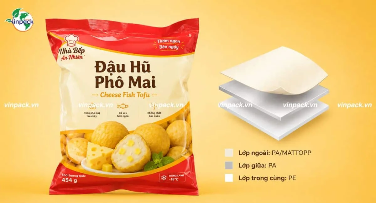 Cấu trúc màng ghép bao bì đậu hũ phô mai