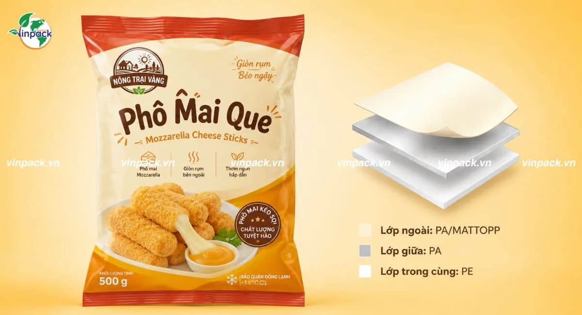 Cấu trúc màng ghép bao bì phô mai que nên sử dụng