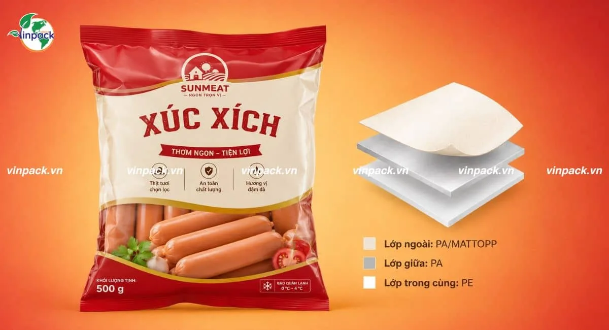 Cấu trúc màng ghép bao bì xúc xích