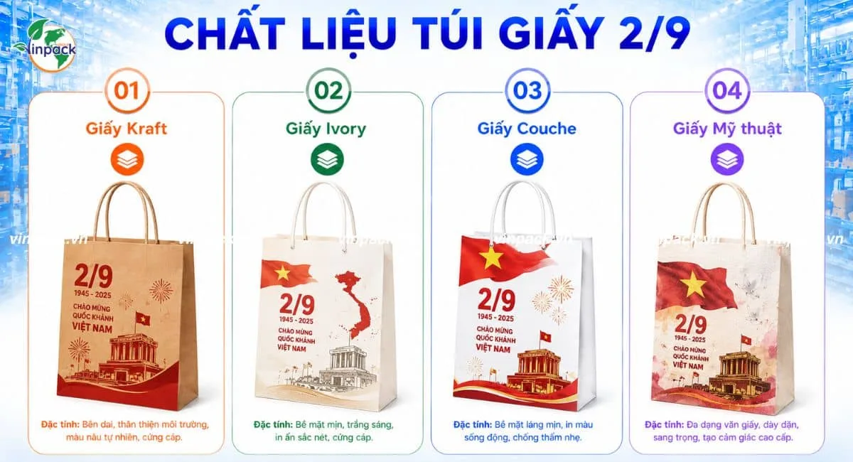 Các chất liệu phù hợp làm túi giấy quà tặng ngày 2/9